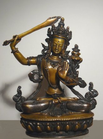 statua statuetta bodhisattva manjusri wenshu