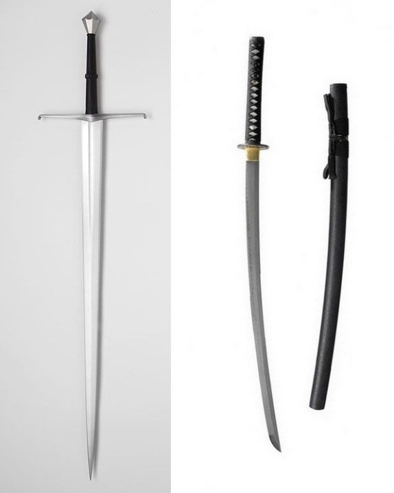 katana vs spada a due mani