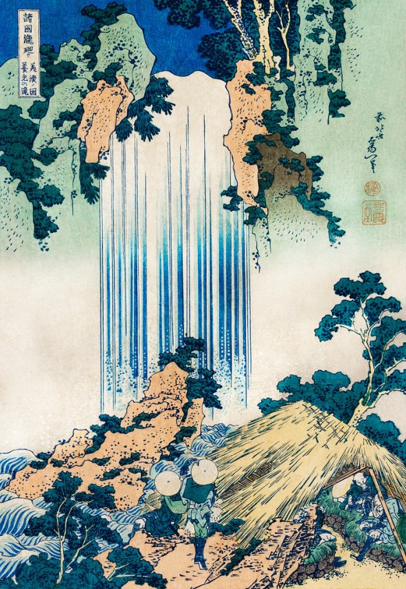 hokusai dipinto di cascata giapponese