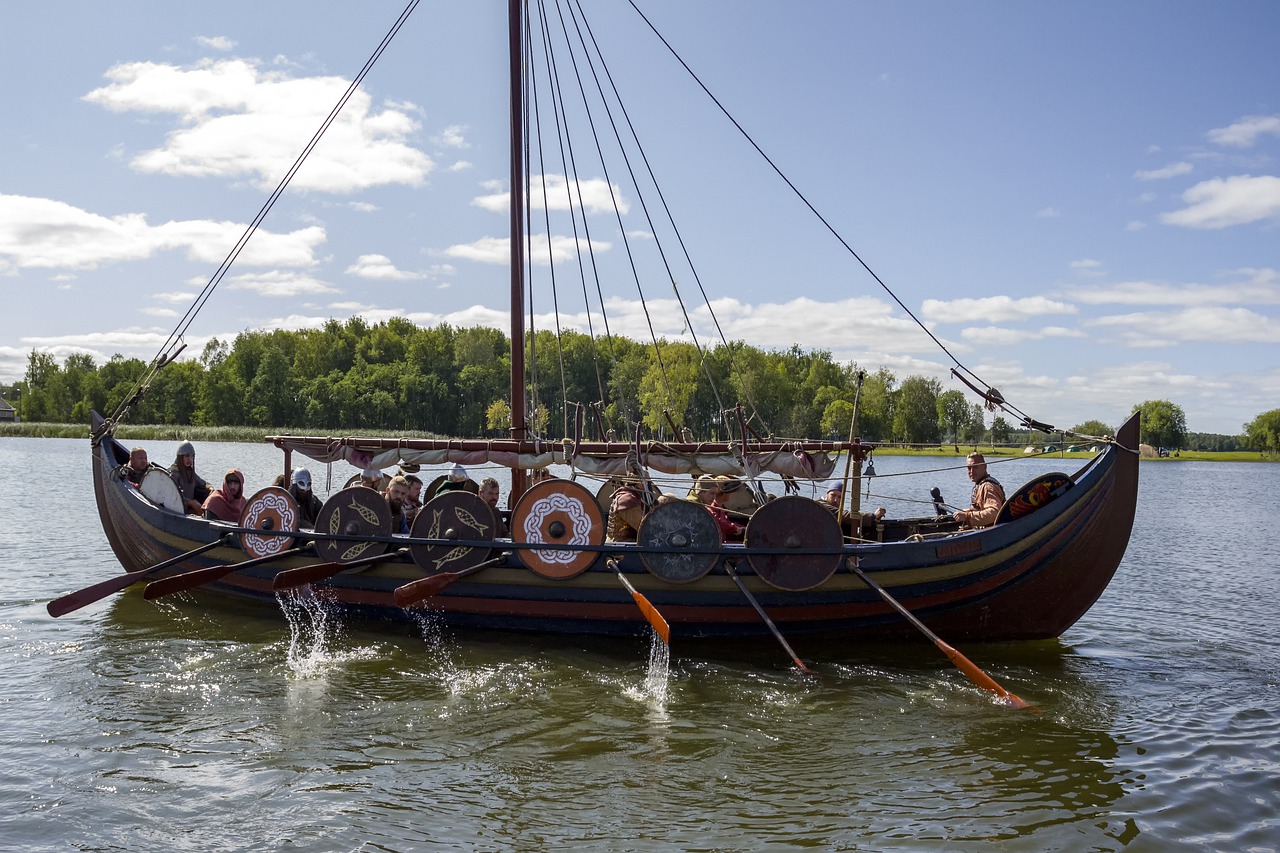 drakkar vichingo scudi rotondi