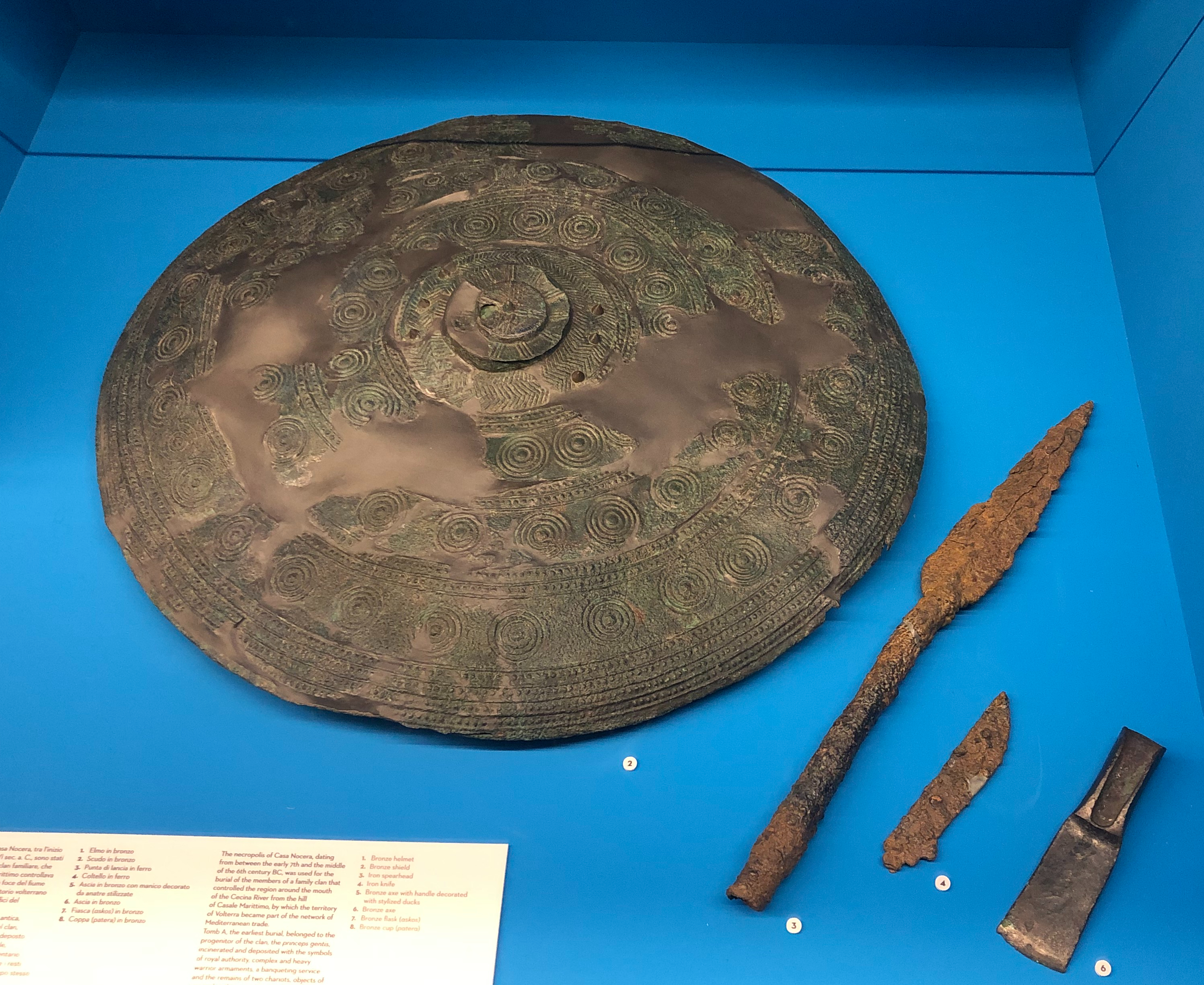 scudo bronzeo necropoli etrusca